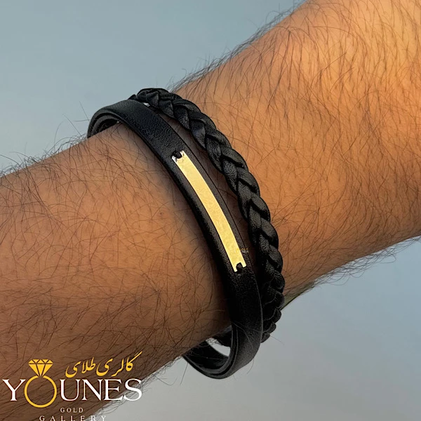 دستبند طلا مردانه چرم L104